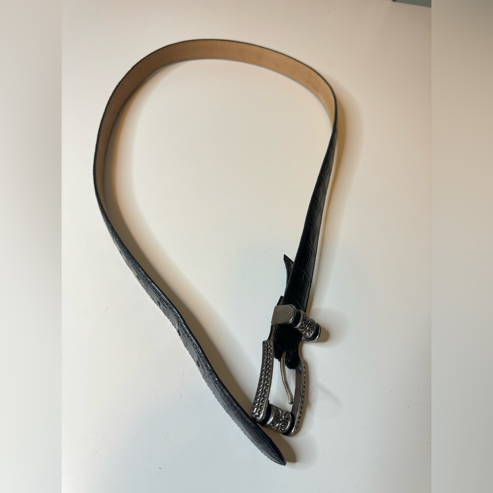 Vintage Y2K Black Croc Print Leather Belt